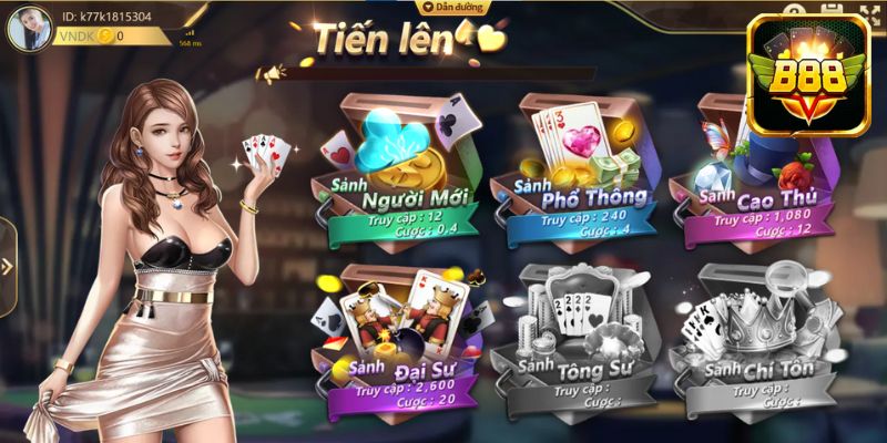 Tựa game Tiến Lên sở hữu rất nhiều sảnh cược 